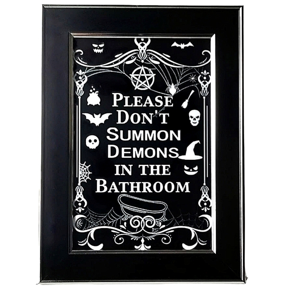 Please don't summon demons in the bathroom funny washroom restroom powder room - Picture 1 of 3